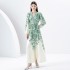 2024 Early Spring - Retro Palace Style V-neck Lantern Sleeve Long Printed Dress