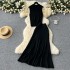 Korean fashion versatile slim fit sleeveless vertical knit top two-piece set for women's high waist slimming fish tail skirt