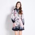 Original in stock | 2024 spring/summer floral ethnic style retro stand up collar lantern sleeve printed dress