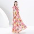 2024 Early Spring - Vacation One Shoulder Sleeveless Lotus Leaf Edge Wide Swing Printed Dress