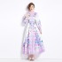 Original shooting | 2024 spring/summer new style temperament lapel slim fit medium long printed shirt collar dress