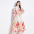 Original in stock | 2024 early spring new palace style stand up collar flower dress with single breasted design, long skirt