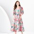 2024 Spring/Summer - Vacation Retro Style V-neck Slimming Lantern Sleeve Painted Long Dress