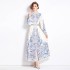 Original in stock | 2024 early spring new palace style lapel dress with buckle design, long skirt