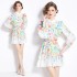 Original in stock | 2024 early spring new fresh temperament flower lantern sleeve short dress