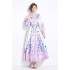 Original shooting | 2024 spring/summer new style temperament lapel slim fit medium long printed shirt collar dress