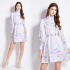 Original in stock | 2024 early spring retro palace style stand up collar single breasted lantern sleeves cinched waist slimming dress