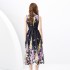 2024 Spring/Summer - Drift collar sleeveless pleated single door long vintage oil painting printed dress