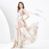 2024 Spring/Summer - Vacation Style One Shoulder Sleeveless Ribbon Long Wide Swing Printed Dress