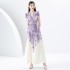 2024 Spring/Summer - Palace style lapel, sleeveless waist, wide skirt, printed long dress