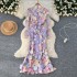 High end elegant socialite dress, women's dinner party dress, European and American heavy industry three-dimensional flower slimming fish tail long dress