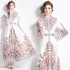 Original in stock | 2024 early spring new palace style lapel dress with buckle design, long skirt