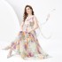 2024 Spring/Summer - Vacation Style One Shoulder Sleeveless Ribbon Long Wide Swing Printed Dress