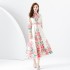 2024 Early Spring - Vacation Style Flip Collar Lantern Sleeve Retro Painted Printed Mini Dress