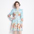 Original in stock | 2024 Spring/Summer Retro Palace Style V-neck Single breasted Lantern Sleeve Short Dress