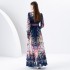 Early Spring 2024- Retro Deep V-neck Lantern Sleeve Wave Edge Wide Swing Printed Long Dress