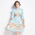 Original in stock | 2024 Spring/Summer Retro Palace Style V-neck Single breasted Lantern Sleeve Short Dress