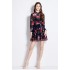 Original in stock | 2024 vacation new chiffon small high neck lantern sleeve mini dress