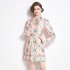 Original in stock | 2024 early spring new retro positioning flower shirt collar long sleeved waist slimming short dress