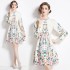 Original in stock | 2024 early spring new palace style single breasted design sense standing collar flower dress