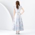 2024 Spring/Summer - Palace style lapel, sleeveless waist, wide skirt, printed long dress