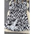 European and American fashion light mature style V-neck lantern sleeve strap cinched waist for slimming temperament zebra print slit dress