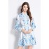 Original in stock | 2024 early spring retro palace style stand up collar single breasted lantern sleeves cinched waist slimming dress