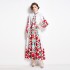 Original in stock | 2024 early spring new palace style stand up collar flower dress with single breasted design, long skirt