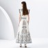 Early spring 2024- Palace style lapel sleeveless waist cinched wide skirt printed long dress