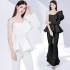 2023 Early Autumn Single Shoulder Multi layer Lotus Leaf Side Sleeve Bell bottom Pants Set