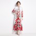 Original in stock | 2024 early spring new palace style stand up collar flower dress with single breasted design, long skirt