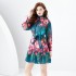 2024 Early Spring - Vacation style stand up collar lantern sleeve wavy edge painted mini print dress