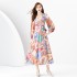 2024 Early Spring - Vacation Wrap V-neck Lantern Sleeve Long Printed Dress