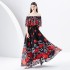 2024 Early Spring - Vacation One Shoulder Lotus Leaf Edge Holiday Printed Long Dress