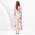 2024 Spring/Summer - Vacation style retro V-neck diagonal cut single breasted printed wide swing long dress