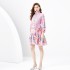 2024 Spring/Summer - Retro painted stand up collar with raglan sleeves and wavy edge printed dress