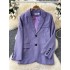 Advanced purple suit jacket for women, 2024 autumn Korean edition versatile casual loose button lapel suit top