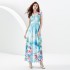 Original Design -2023 Spring/Summer Retro Palace Style V-neck Little Fly Sleeve Long Printed Dress