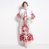 Original in stock | 2024 early spring new palace style stand up collar flower dress with single breasted design, long skirt