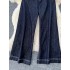 American retro washed denim pants for women, high waisted, loose and casual, slimming A-line wide leg straight leg pants, crotch and flesh covering pants