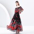 2024 Early Spring - Vacation One Shoulder Lotus Leaf Edge Holiday Printed Long Dress