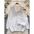 Light luxury high-end knitted suit for women's autumn and winter knitted cardigan jacket+plush camisole strapless vest