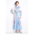 Original shooting | 2024 spring/summer new style temperament lapel slim fit medium long printed shirt collar dress