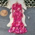 High end elegant socialite dress, women's dinner party dress, European and American heavy industry three-dimensional flower slimming fish tail long dress