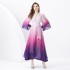 2024 Vacation - Vacation style V-neck flared sleeve pleated wave side length gradient printed dress