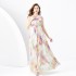 2024 Spring/Summer - Vacation Style One Shoulder Sleeveless Ribbon Long Wide Swing Printed Dress