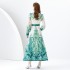 Early Spring 2024- Vintage stand up collar cardigan with wide skirt and lantern sleeves printed long dress