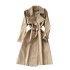 British style tied waist mid length knee length coat 2024 new French retro lapel casual trench coat jacket