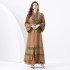 2024 Vacation - Palace Embroidered Tassel Horn Sleeve Retro Long Robe Hoodie Dress Two Piece Set