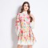 Original in stock | 2024 spring/summer floral ethnic style retro stand up collar lantern sleeve printed dress